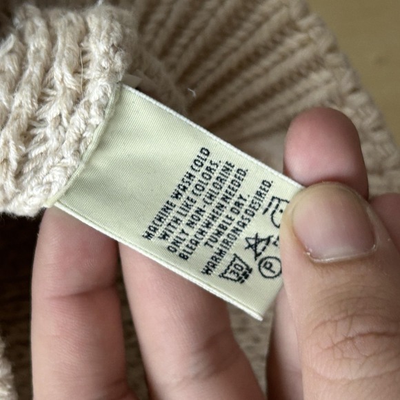 Vintage Eddie Bauer Sweater Mens XL Beige Waffle Knit Cotton Crewneck Pullover - Picture 7 of 12